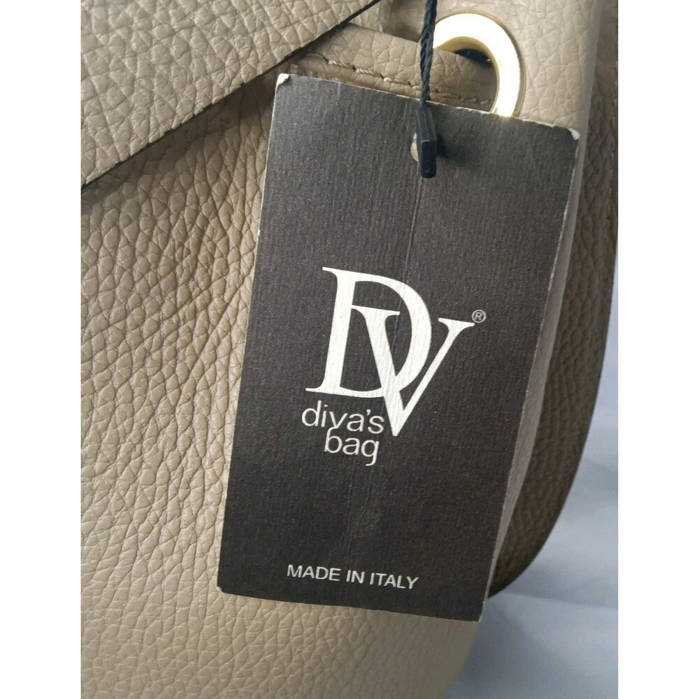 Divas Italian Leather Bucket Handbag Crossbody Bag Taupe - Picture 7 of 10